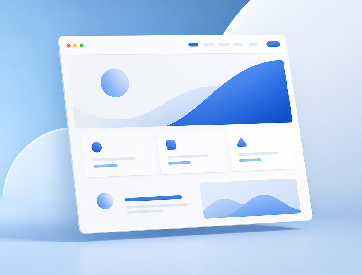 A clean browser window mockup representing modern website design